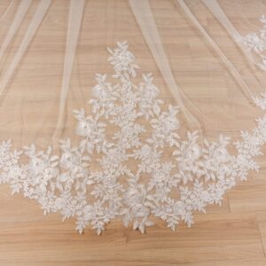 EllieWely Long Cathedral Length 1 Tier Lace Wedding Bridal Veil F17 3 M Ivory