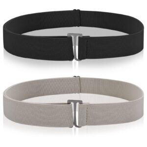 2PCS No Show Stretch Invisible Belt for Women - Flat Buckle Elastic Waist Belt for Jeans, Pants, Dresses