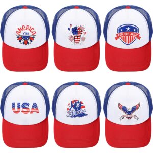 unittype 6 pcs usa american flag baseball hats 4th of july cap independence day patriotic tactical cap vintage adjustable american flag trucker hat for men women teen