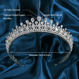 QXMYOO Vintage Women Wedding Tiaras Silver Cubic Zirconia Pageant Crowns Sweet 16 Birthday Prom Party Quinceanera Crowns Bridal Hair Accessories (Silver)