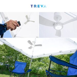 Treva Rechargeable 15 in Canopy Fan Easy to Assemble Portable Ceiling Fan For Your Outdoor Canopy Tent and Gazebo, Remote Control, 2 Speed Setting with LED Lighting No Tools Required