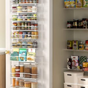 Moforoco White 9-Tier Over The Door Pantry Organizer, Pantry Organization And Storage, Metal Hanging Spice Rack Shelves Door, Home & Kitchen Essentials, Laundry Room Bathroom Organization