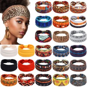 Cindeer HAIRBAND 24 Pcs for Women Girls - Black - Ample to Use and Share - Soft and Stretchy - African Patterns - Suitable for Workout, Yoga & Other Activities - Proper Size