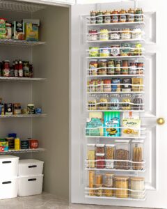 moforoco white 9-tier over the door pantry organizer, pantry organization and storage, metal hanging spice rack shelves door, home & kitchen essentials, laundry room bathroom organization