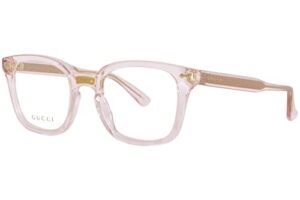 gucci gg0184o 013 transparent pink square unisex eyeglasses