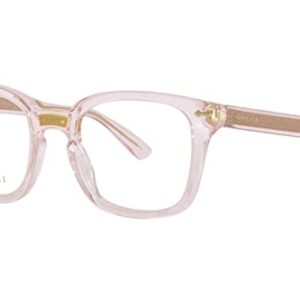 Gucci GG0184O 013 Transparent Pink Square Unisex Eyeglasses