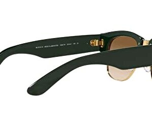 Ray-Ban Unisex Sunglasses Green On Gold Frame, Light Brown Lenses, 53MM