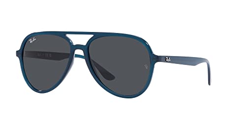 Ray-Ban RB4376 Aviator Sunglasses, Opal Dark Blue/Dark Grey, 57 mm