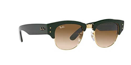 Ray-Ban Unisex Sunglasses Green On Gold Frame, Light Brown Lenses, 53MM