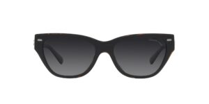 coach hc8370u universal fit sunglasses, black/dark tortoise/grey gradient polarized, 54 mm