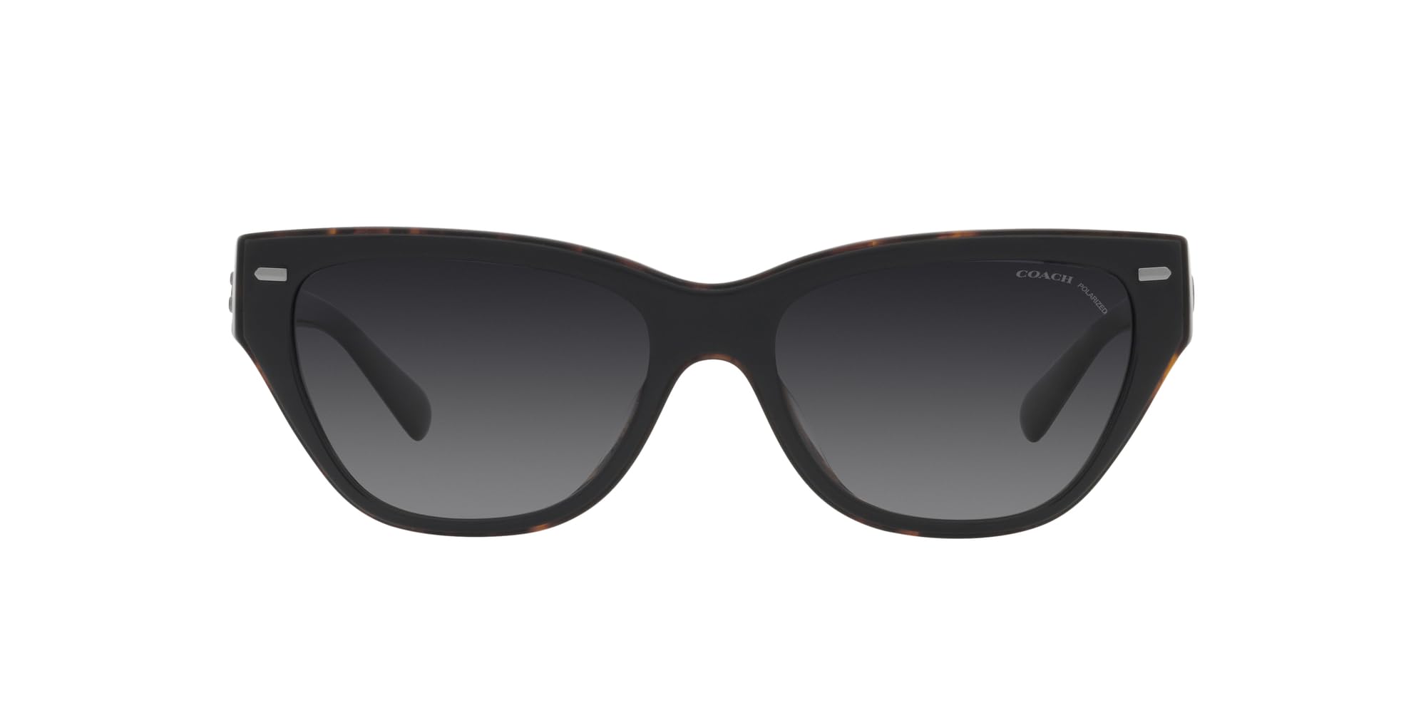 Coach HC8370U Universal Fit Sunglasses, Black/Dark Tortoise/Grey Gradient Polarized, 54 mm