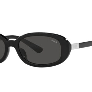 POLO RALPH LAUREN Womens Ph4198u Universal Fit Oval Sunglasses, Shiny Black/Dark Grey, 53 mm