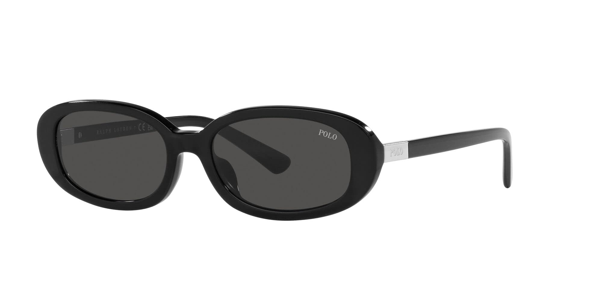 POLO RALPH LAUREN Womens Ph4198u Universal Fit Oval Sunglasses, Shiny Black/Dark Grey, 53 mm