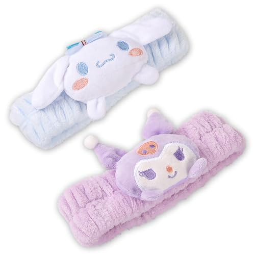 PERFECTSIGHT Kawaii Spa Headbands for Women & Girls - 2 Pack Cute Soft Fleece Facial Headbands for Makeup, Skincare and Face Washing