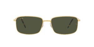 ray-ban rb3717 rectangular sunglasses, legend gold/green, 57 mm