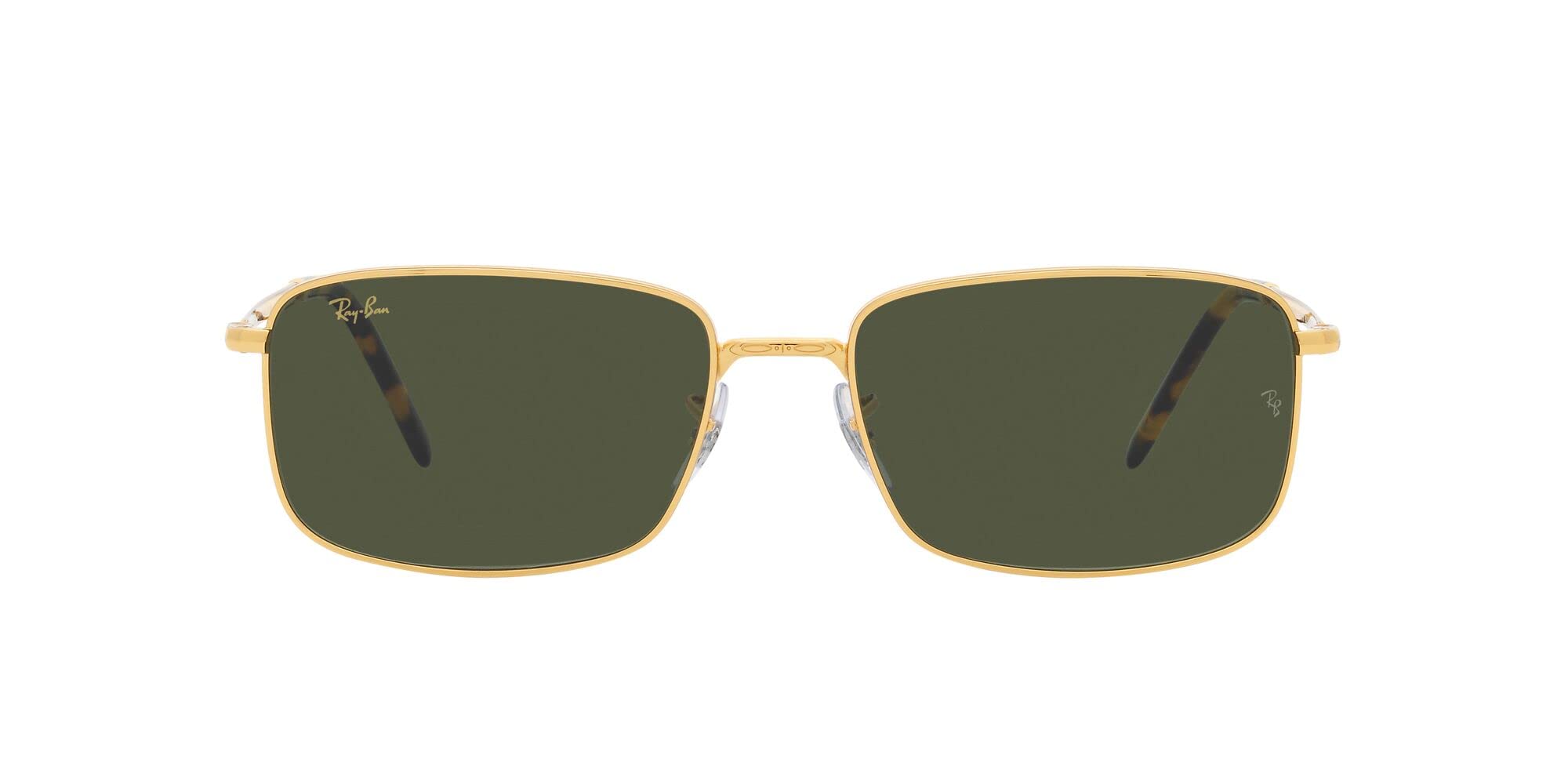 Ray-Ban RB3717 Rectangular Sunglasses, Legend Gold/Green, 57 mm