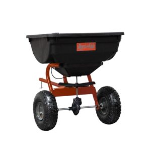 agri-fab 45-0530-131, 85 lb. tow broadcast spreader,black/orange