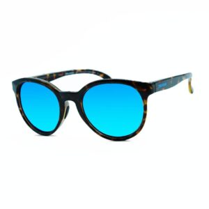 pepper's women's floating collection polarized round sunglasses, shiny honey tortoise/blue mirrir, 52x21x143mm