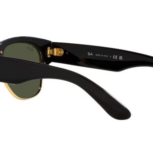 Ray-Ban RB0316S Mega Clubmaster Square Sunglasses, Black on Gold/Green, 53 mm