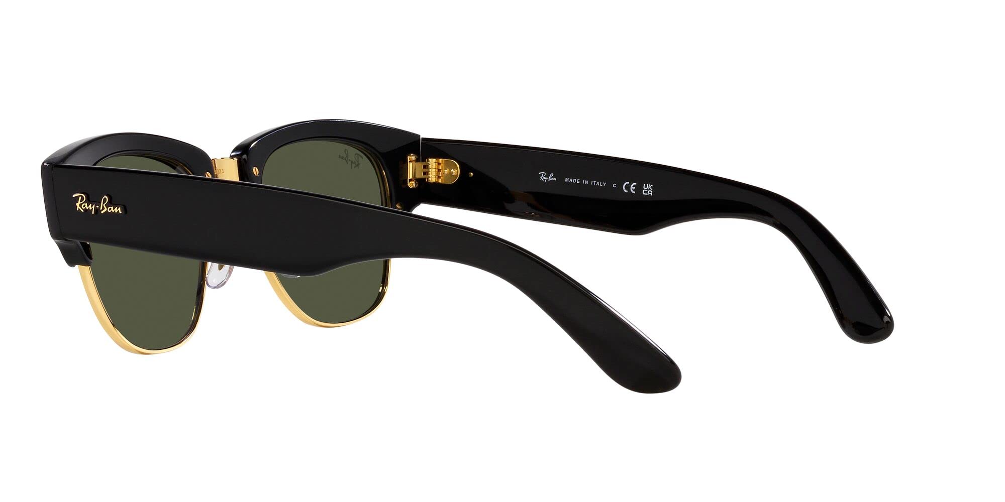 Ray-Ban RB0316S Mega Clubmaster Square Sunglasses, Black on Gold/Green, 53 mm