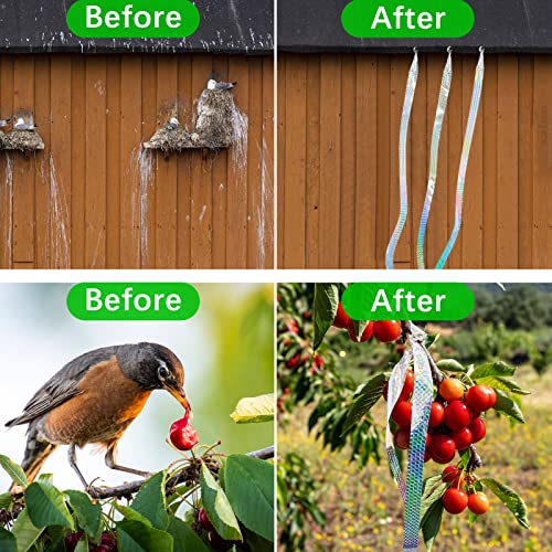 Benasan [492FT] Effective Birds Scare Ribbon, Reflective Flash Reflectors to Keep Pigeons, Hawks, Woodpeckers, Geeses Away from Trees Plants Crops