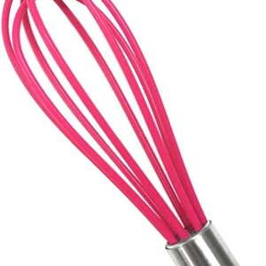 4 Pack" Multi-Color Mini Silicone Kitchen Whisks with Stainless Steel Handles Egg Beater Milk Beater Balloon Whisk for Blending Stirring Whisking and Beating(4 Colors)