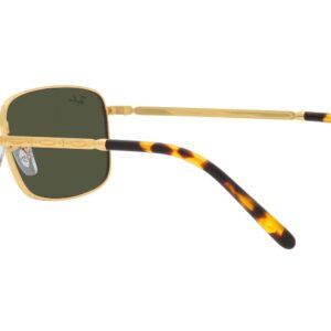 Ray-Ban RB3717 Rectangular Sunglasses, Legend Gold/Green, 57 mm