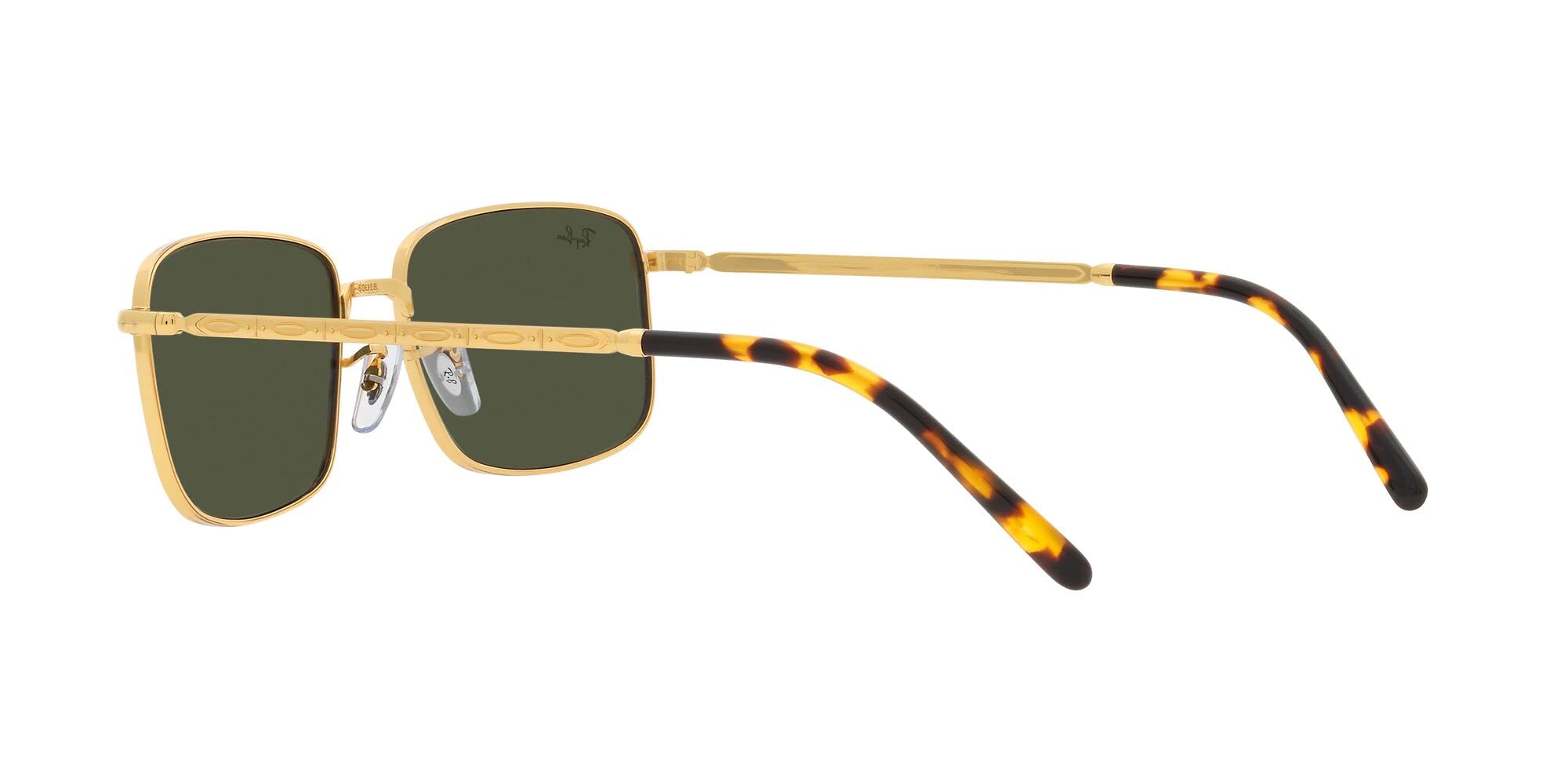 Ray-Ban RB3717 Rectangular Sunglasses, Legend Gold/Green, 57 mm