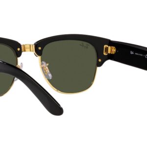 Ray-Ban RB0316S Mega Clubmaster Square Sunglasses, Black on Gold/Green, 53 mm