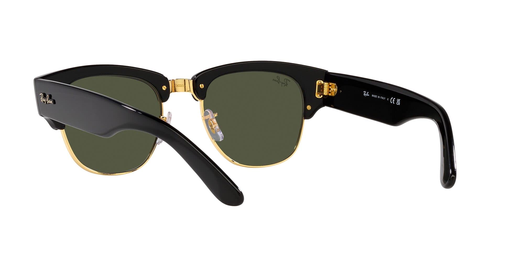 Ray-Ban RB0316S Mega Clubmaster Square Sunglasses, Black on Gold/Green, 53 mm