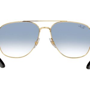 Ray-Ban RB3683 Square Sunglasses, Black on Gold/Clear Gradient Blue, 59 mm