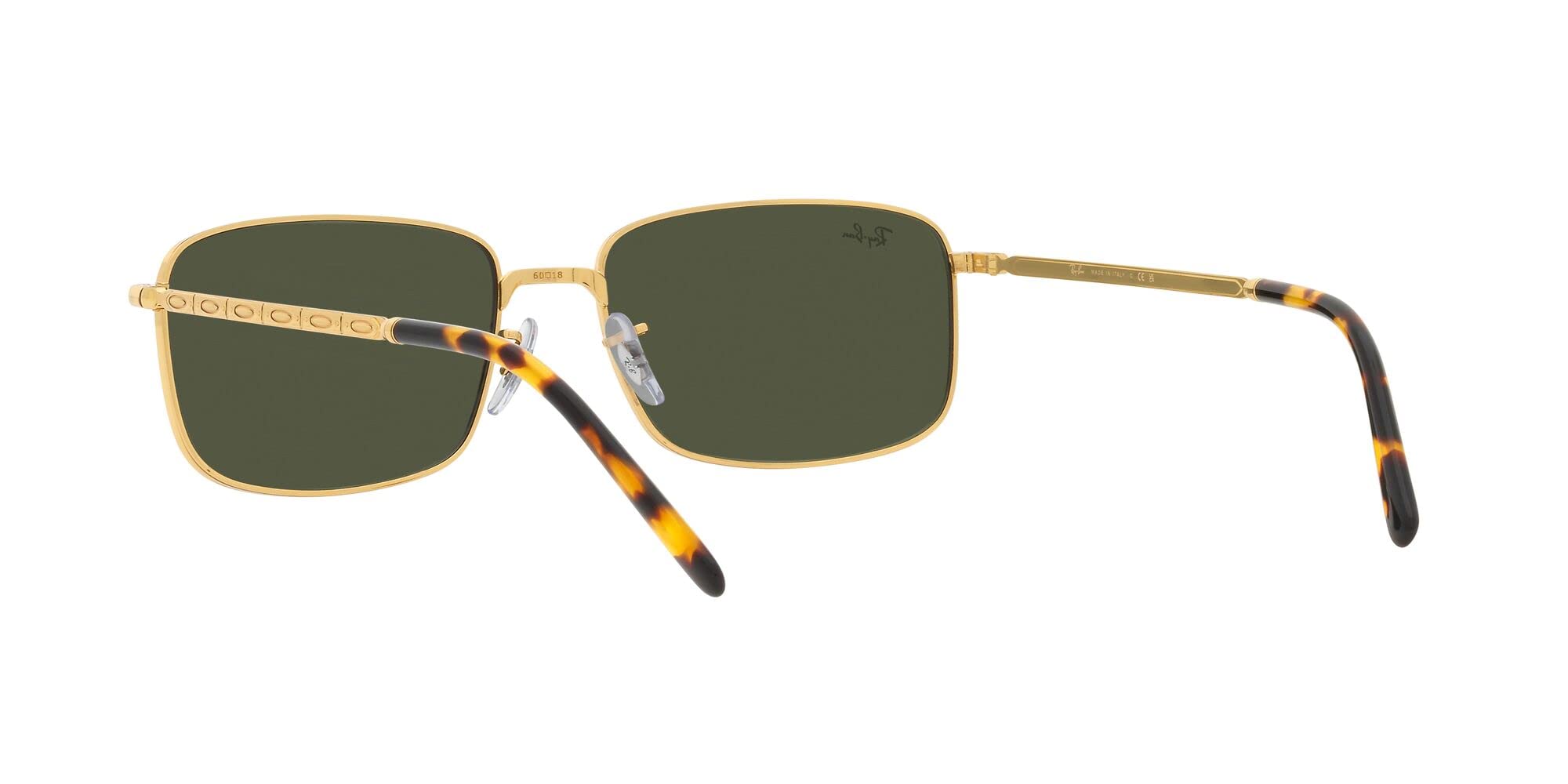 Ray-Ban RB3717 Rectangular Sunglasses, Legend Gold/Green, 57 mm