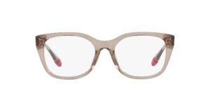 a|x armani exchange women's ax3099u universal fit square prescription eyewear frames, shiny transparent tundra/demo lens, 53 mm