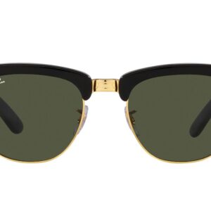 Ray-Ban RB0316S Mega Clubmaster Square Sunglasses, Black on Gold/Green, 53 mm