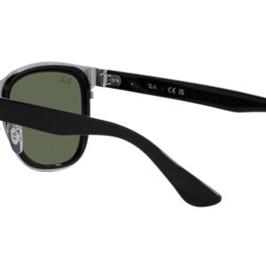 Ray-Ban RB3709 Clyde Square Sunglasses, Black on Silver/Dark Green, 53 mm