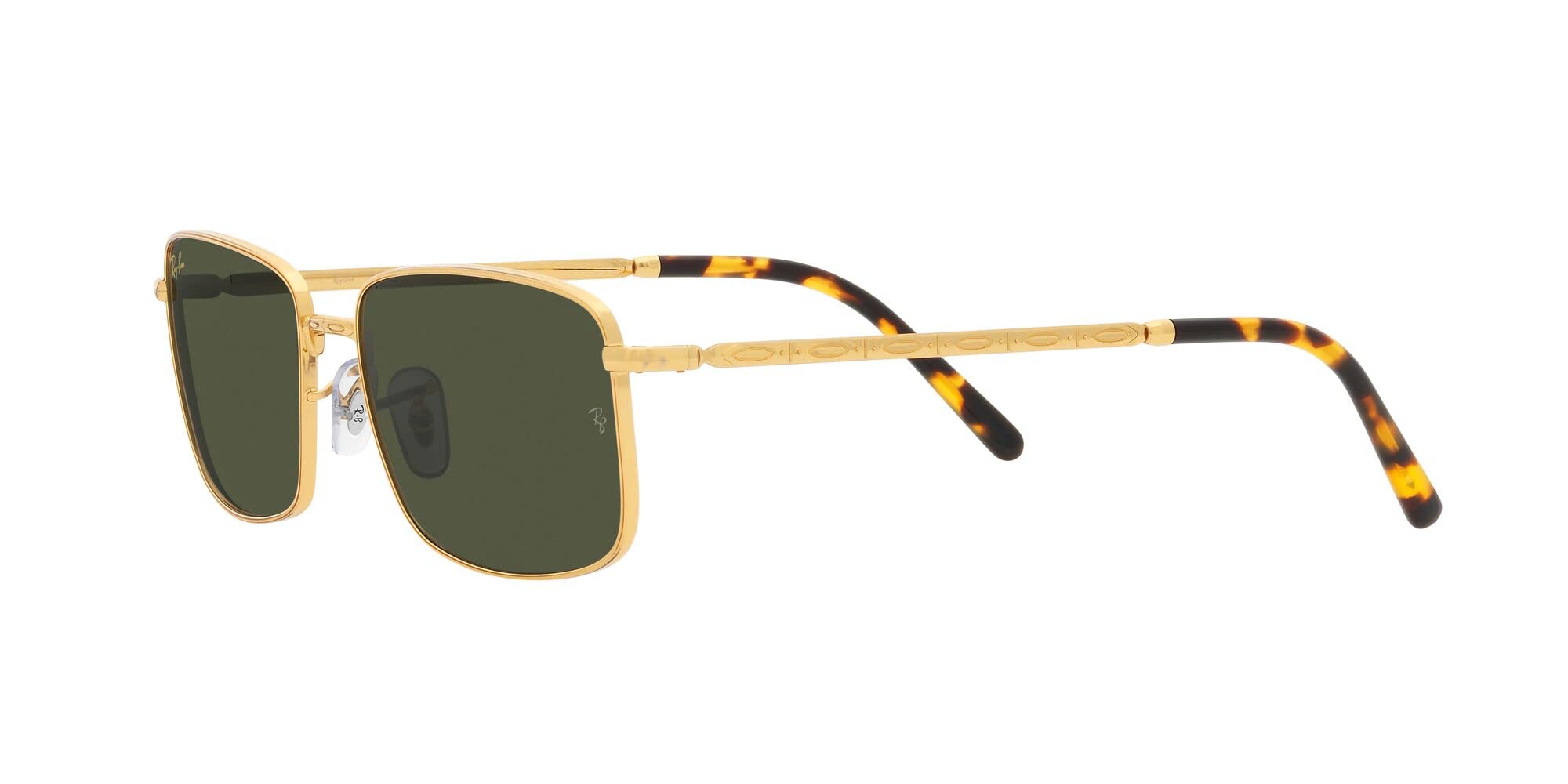 Ray-Ban RB3717 Rectangular Sunglasses, Legend Gold/Green, 57 mm