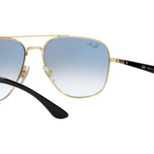 Ray-Ban RB3683 Square Sunglasses, Black on Gold/Clear Gradient Blue, 59 mm