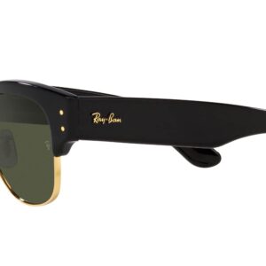 Ray-Ban RB0316S Mega Clubmaster Square Sunglasses, Black on Gold/Green, 53 mm