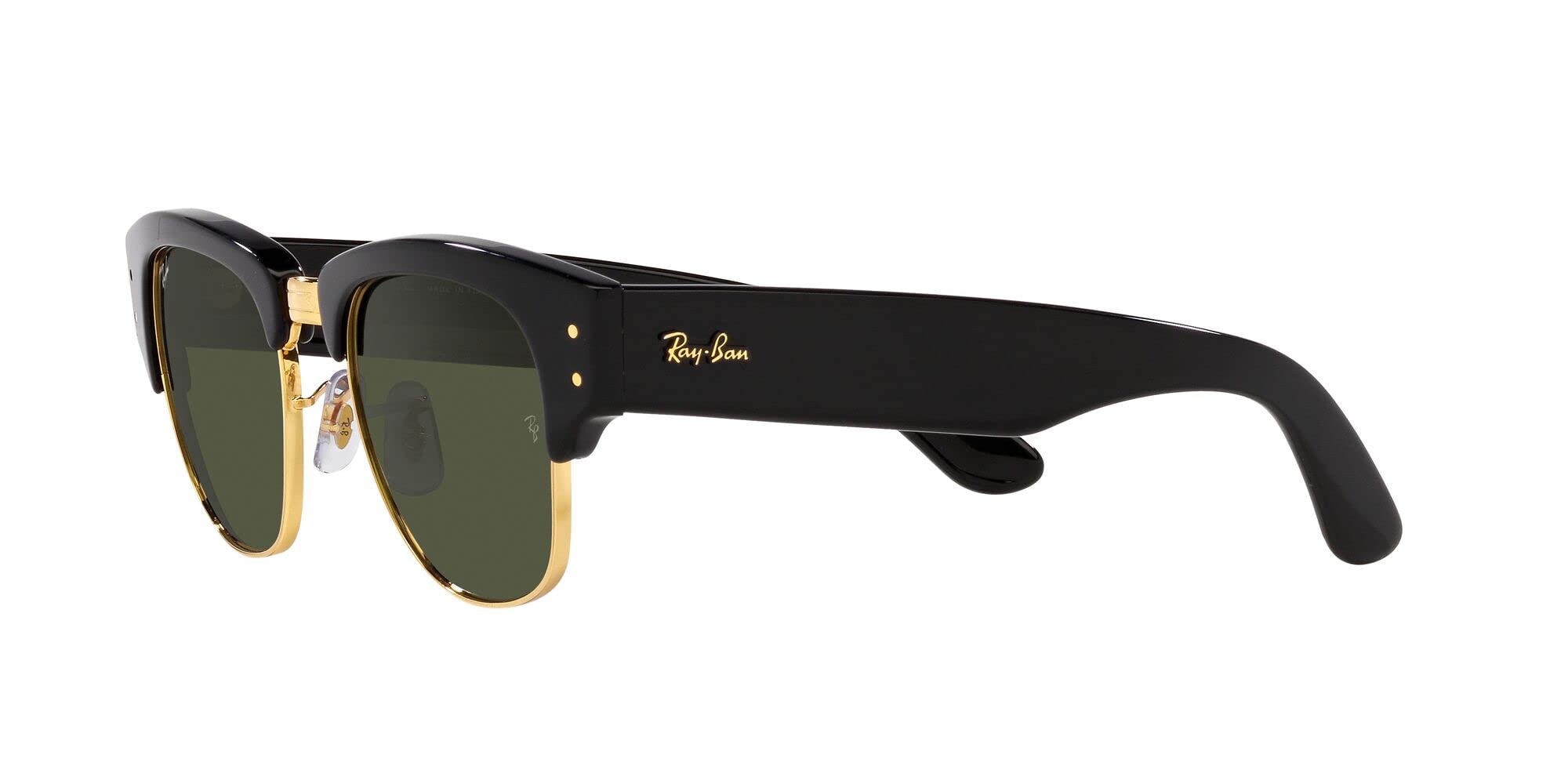 Ray-Ban RB0316S Mega Clubmaster Square Sunglasses, Black on Gold/Green, 53 mm