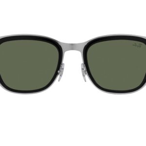 Ray-Ban RB3709 Clyde Square Sunglasses, Black on Silver/Dark Green, 53 mm