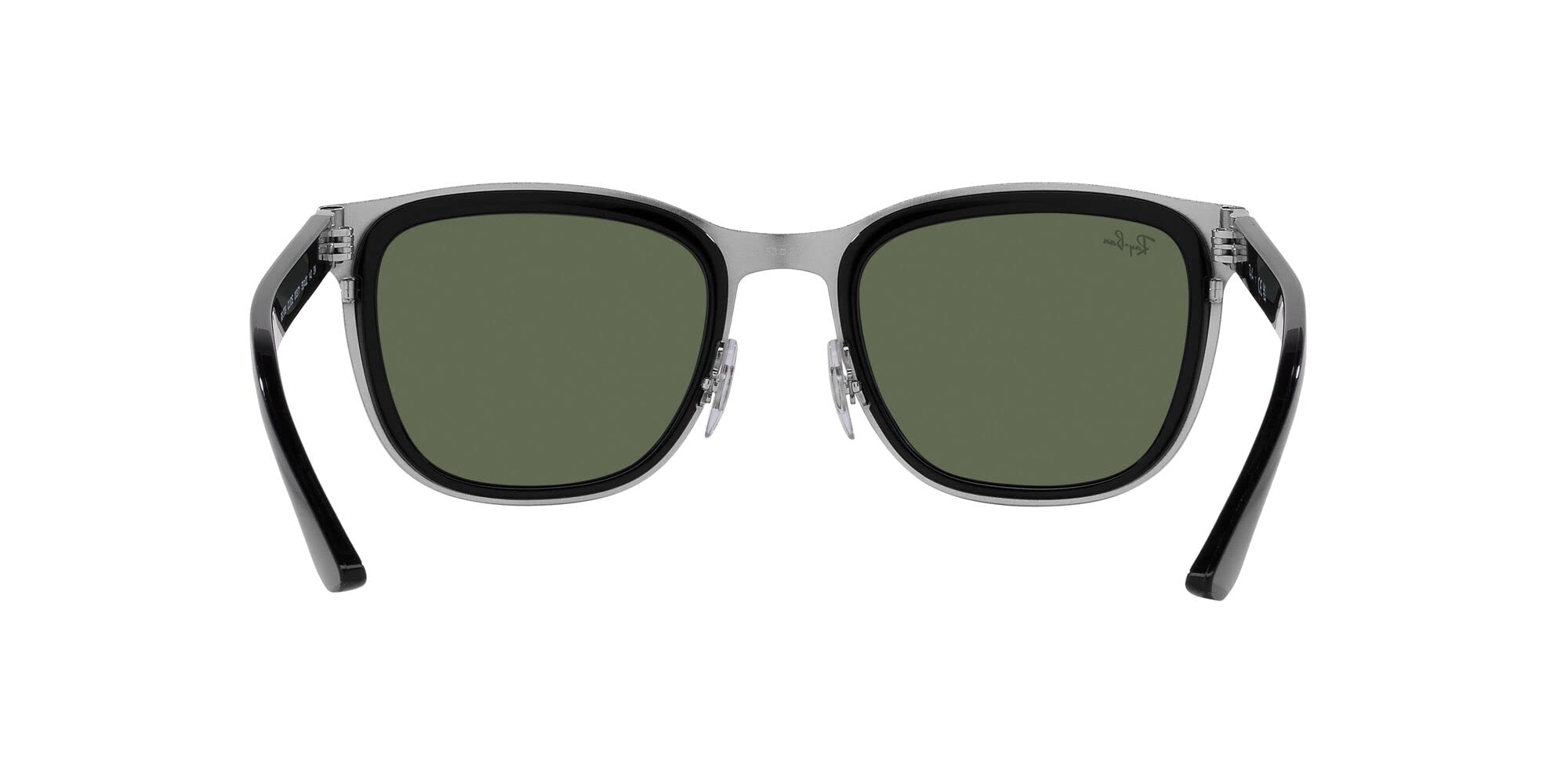 Ray-Ban RB3709 Clyde Square Sunglasses, Black on Silver/Dark Green, 53 mm