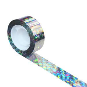 bird scare ribbon double sided holographic reflective ribbon tape to keep away woodpecker, pigeon, hawks, grackles bird (0.9in x 260ft)