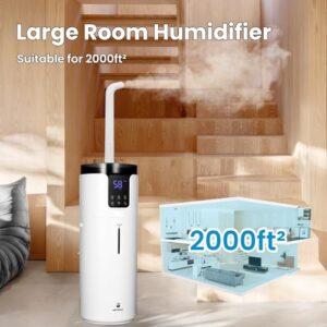 Humidifiers for Large Room Home, 4.2Gal/16L Quiet Large Humidifiers Whole House 2000 sq.ft, Cool Mist Top Fill Floor Humidifiers with Essential Oil Tray, Extension Tube, 4 Mist Modes, Remote