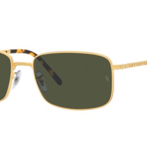 Ray-Ban RB3717 Rectangular Sunglasses, Legend Gold/Green, 57 mm