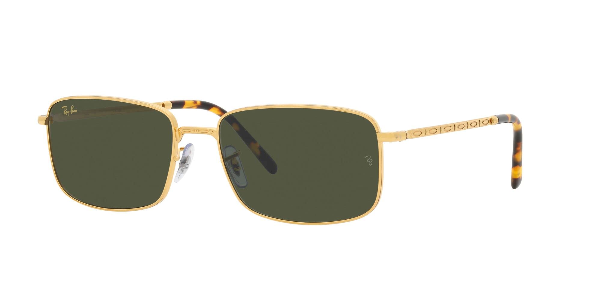 Ray-Ban RB3717 Rectangular Sunglasses, Legend Gold/Green, 57 mm