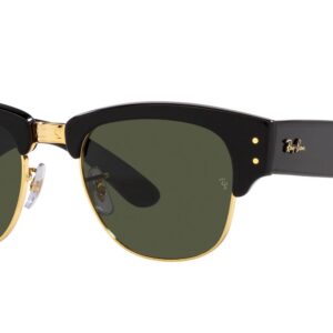 Ray-Ban RB0316S Mega Clubmaster Square Sunglasses, Black on Gold/Green, 53 mm