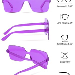 Chumia 51 Pairs Colored Fun Sunglasses Bulk Candy Party Sunglasses Rimless Transparent Square Tinted Sunglasses Rectangle Colorful Bulk Sunglasses Frameless Colored Glasses for Women Men Cosplay