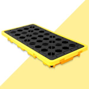 pinkunn spill platform spill containment platform with grating stackable modular platform with drain outlet modular platform pallets spill containment tray (1 pack,51x27x6")