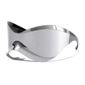 FEISEDY Oversized Shield Futuristic Sunglasses for Women Men Alien Fashion Y2K Wrap Around Visor Sun Glasses Shades B9101