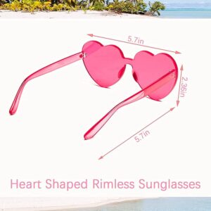 LIULIUBTY Heart Shaped Rimless Sunglasses, Jelly Fudge Series Bachelor Party Cool Sunglasses 8 Pack, Colors Funky Glasses Party Favors (Mixed Colors)